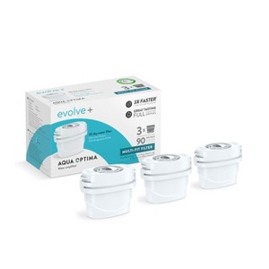 Aqua Optima Evolve+ Replacement Filter, Fits Pitchers, Perfect Pour, Filtered Dispensers, Kettles, NSF Certified, Reduces Microplastics, Pack of 3 - 1 of 4
