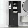 MAYEERTY Tall Bathroom Cabinet Freestanding Hook Adjustable Shelf MDF White - 3 of 4