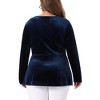 Women's Plus Size V Neck Tulip Hem Long Sleeves Peplum Velvet Blouses - Agnes Orinda - 4 of 4