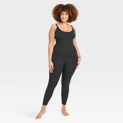 Women's Rib Full Length Bodysuit - All In Motion™ Black XXL