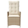 vidaXL Reclining Patio Chair with Cushions Poly Rattan - Beige Without footrest - 4 of 4