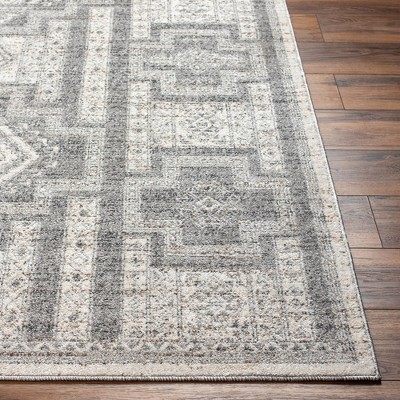 Amaris Light Gray Geometric Synthetic Fur 5'3" x 7'3" Area Rug