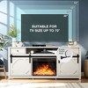 Sliding Diamond Door TV Stand for TVs up to 65" with 23" Electric Fireplace Included - 2 of 4
