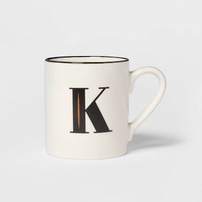 16oz Stoneware Monogram K Mug White - Threshold™