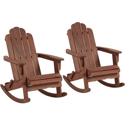 Teal Island Designs Chandler Dark Natural Adirondack Rocking Chairs Set of 2