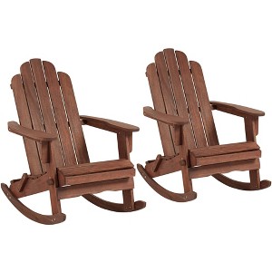 Teal Island Designs Chandler Dark Natural Adirondack Rocking Chairs Set of 2 - 1 of 4