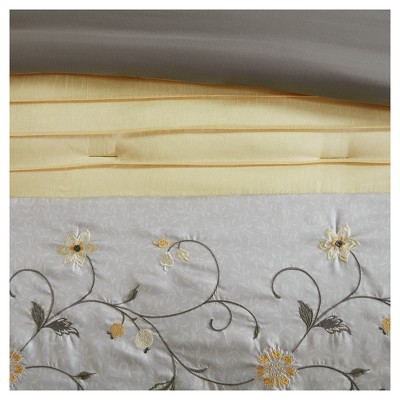 King Gray and Yellow Reversible 7-Piece Bedspread Set