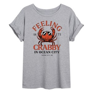 Women's - Instant Message - Feeling Crabby Ocean City Oversized Graphic T-Shirt - 1 of 4