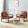 Modern PU Leather Accent Chair with Metal Frame, Industrial Lounge Armchair for Living Room Bedroom Office-3irtyhousy - 3 of 4