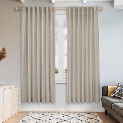 Awesome Home  Linen Blend Light Filtering Curtains for Living Room (2 Panels)
