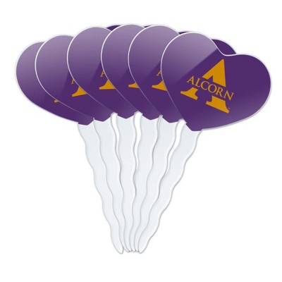 Alcorn Primary Logo Heart Love Cupcake Picks Toppers Decoration Set of 6