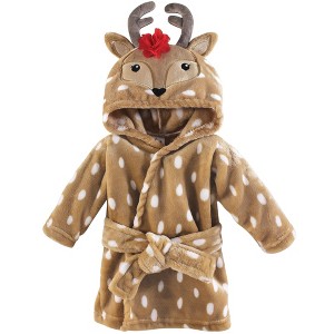 Hudson Baby Infant Girl Plush Animal Face Bathrobe, Girl Reindeer, 0-9 Months - 1 of 1