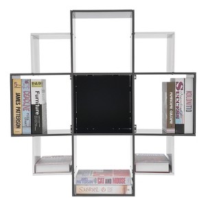 YIYIBYUS Creative Wall Mounted Bookcase Book Shelf Black and Red Bookcase with 9 Compartments - 1 of 4