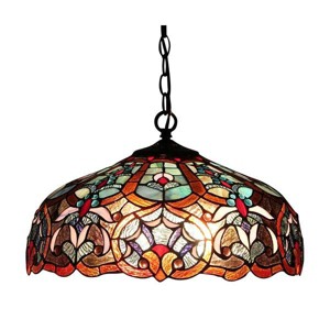 Chloe Lighting Sadie Tiffany-Style 2 Light Victorian Ceiling Pendant Fixture 18`` Shade - 1 of 3