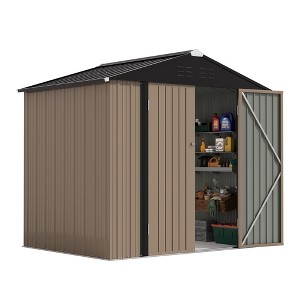 LACOO 8' x 6' Peak-Roof Patio Metal Shed - 1 of 4