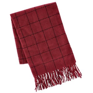CTM  Grid Pattern Soft Winter Scarf with Fringe - 1 of 3