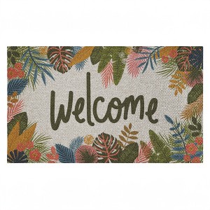 Stupell Industries Whimsical Welcome Tropical Entry Printed Outdoor Imitation Sisal Door Mat, design by Lisa Perry Whitebutton - 1 of 4