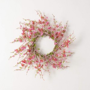 Sullivans Artificial Pink Blossom 6.5 Mini Wreath 20.5"H - 1 of 2