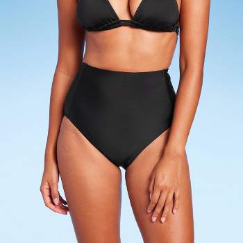 DOBREVA Women's High Waisted Bikini Bottom Full Coverage High Cut Swim  Bottoms Ruched Tummy Control Bathing Suits
