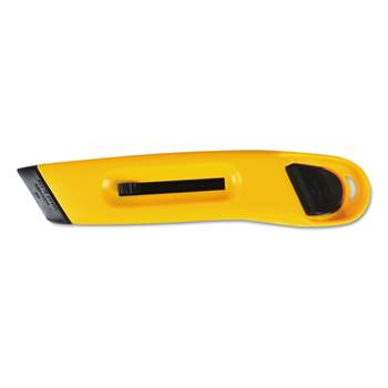 Cosco Plastic Utility Knife w/Retractable Blade & Snap Closure Yellow 091467