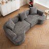 Modern Curved Corduroy Sofa with 3 Pillows, Soft and Ultra-Smooth Fabric Sofa for Living Room, Green/Gray - ModernLuxe - 4 of 4