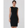 INSPIRE CHIC Women's Office Pleated Round Neck Work Sleeveless Sheath Pencil Dresses - 2 of 4
