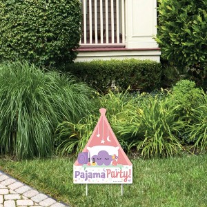 Big Dot of Happiness Pajama Slumber Party - Outdoor Lawn Sign - Girls Sleepover Birthday Party Yard Sign - 1 Piece - 1 of 4