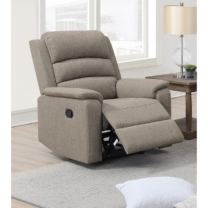 Burlap Fabric Recliner Motion Chair with Padded Headrest, Cushion Back, and Plush Seat for Living Room - 1 of 4