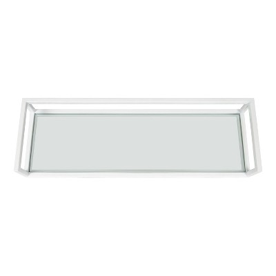 Elegant White and Glass 24" Wall Shelf for Modern Decor