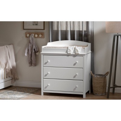 Pure White Compact Changing Table with Drawers
