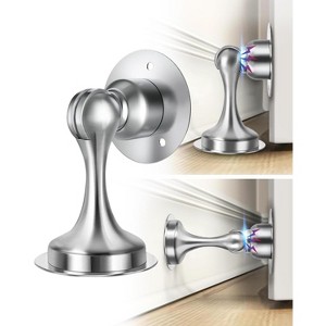 DOMETOUR Magnetic Door Stopper, Door Holder for Wall & Floor Mount, Silver, 4 Pcs - 1 of 4