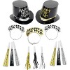 4E's Novelty NYE Party Supplies 2025 for 10 guests: 20 PCS sets with 5 Hats, 5 Tiaras, and 10 Noisemakers in Black, Gold, and Silver - 4 of 4