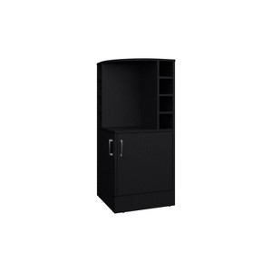Vynxaria  Rack with Open Shelves and Hidden Storage – Black Finish - 1 of 4