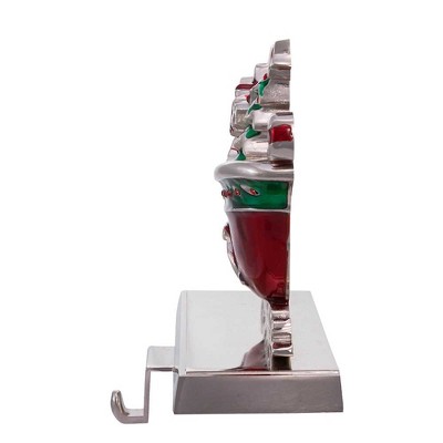 Festive Red and Green Metal Sleigh Stocking Holder