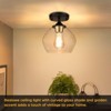 Itopfox Modern Semi Flush Mount Ceiling Light with Clear Glass Shade, Industrial Close to Ceiling Light, Black Hanging Fixture for Hallway, Bedroom - 2 of 4