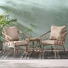 GDFStudio Colmar Outdoor Wicker 3 Piece Chat Set with Cushions, Light Brown/Beige - 2 of 4