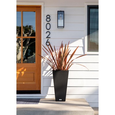 Black 26" Tall Modern Plastic Planter Set