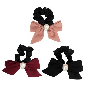 Unique Bargains Grace Square Pearl Bow Hair Elastic Band 3 Pcs - 1 of 4