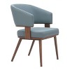 Dining Chair 30.5"H Azure Gray & Walnut – Faux Leather Upholstery with Faux Wood Steel Frame by Zuo Modern - 3 of 4