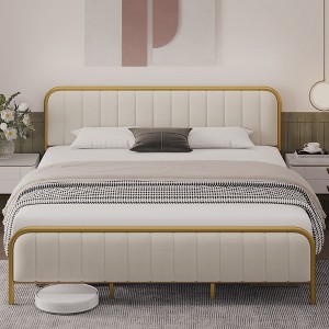 Velvet Upholstered Bed Frame with Headboard - 1 of 4