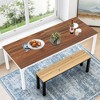 Lirago Brown 78" Rectangular Dining Table E1 Particle Board Metal Frame 27.5x78.7x29.5 6-8 Seater Kitchen Table - 2 of 4