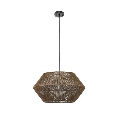 Malay Pendant Light with Twine Shade and Hanging Cord Black - Globe Electric