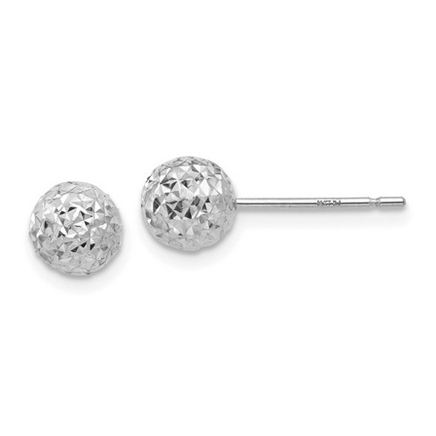 Black Bow Jewelry 6mm Diamond Cut Ball Post Earrings in 14k White Gold - image 1 of 4