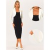 INSPIRE CHIC Women's Long Sleeve Lapel Collar Velvet Open Front Cropped Cardigan - 2 of 4