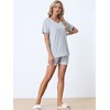cheibear Women's Soft Shorts Sleeve Nightwear with Pockets Pajama Set 2 Pcs - 2 of 4