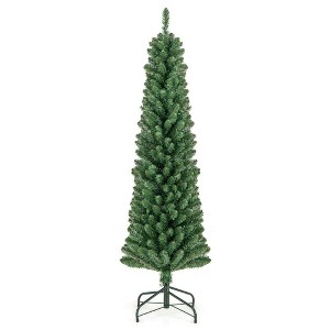 Resenkos 5ft Pencil Christmas Tree, Memory Wire Branch Tips, Warm LED Lights, Green - 1 of 4