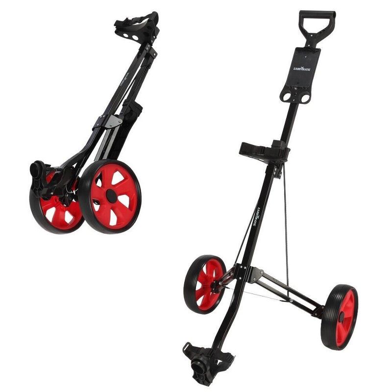 Caddymatic Golf Lite Trac 2 Wheel Folding Golf Cart Black/Red, 1 of 6