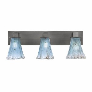 Toltec Lighting Apollo 3 - Light Vanity in  Graphite with 5.5" Fluted Teal Crystal  Shade - 1 of 1