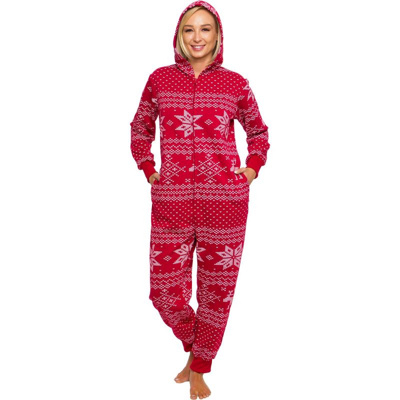 Silver Lilly - Holiday Fair Isle Slim Fit Women's Novelty Union Suit, 1 of 8