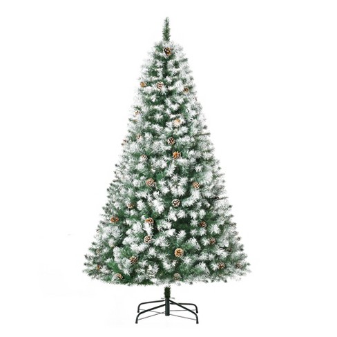 HOMCOM 6' Unlit Snow-Dusted Full Fir Artificial Christmas Tree with Realistic Branches, 61 Pine Cones and 800 Tips - image 1 of 4